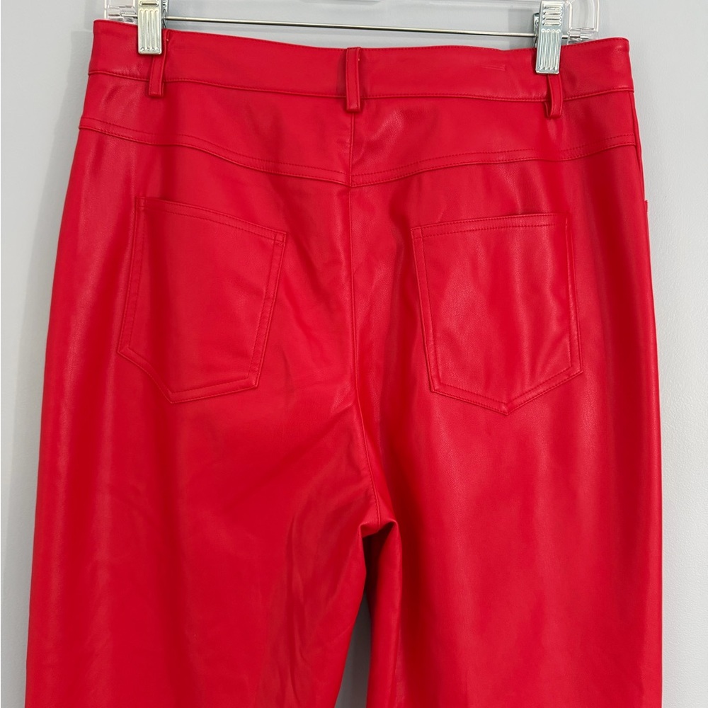 Women’s  Red Faux Leather Pants SZ M with Pockets - Picture 4 of 11